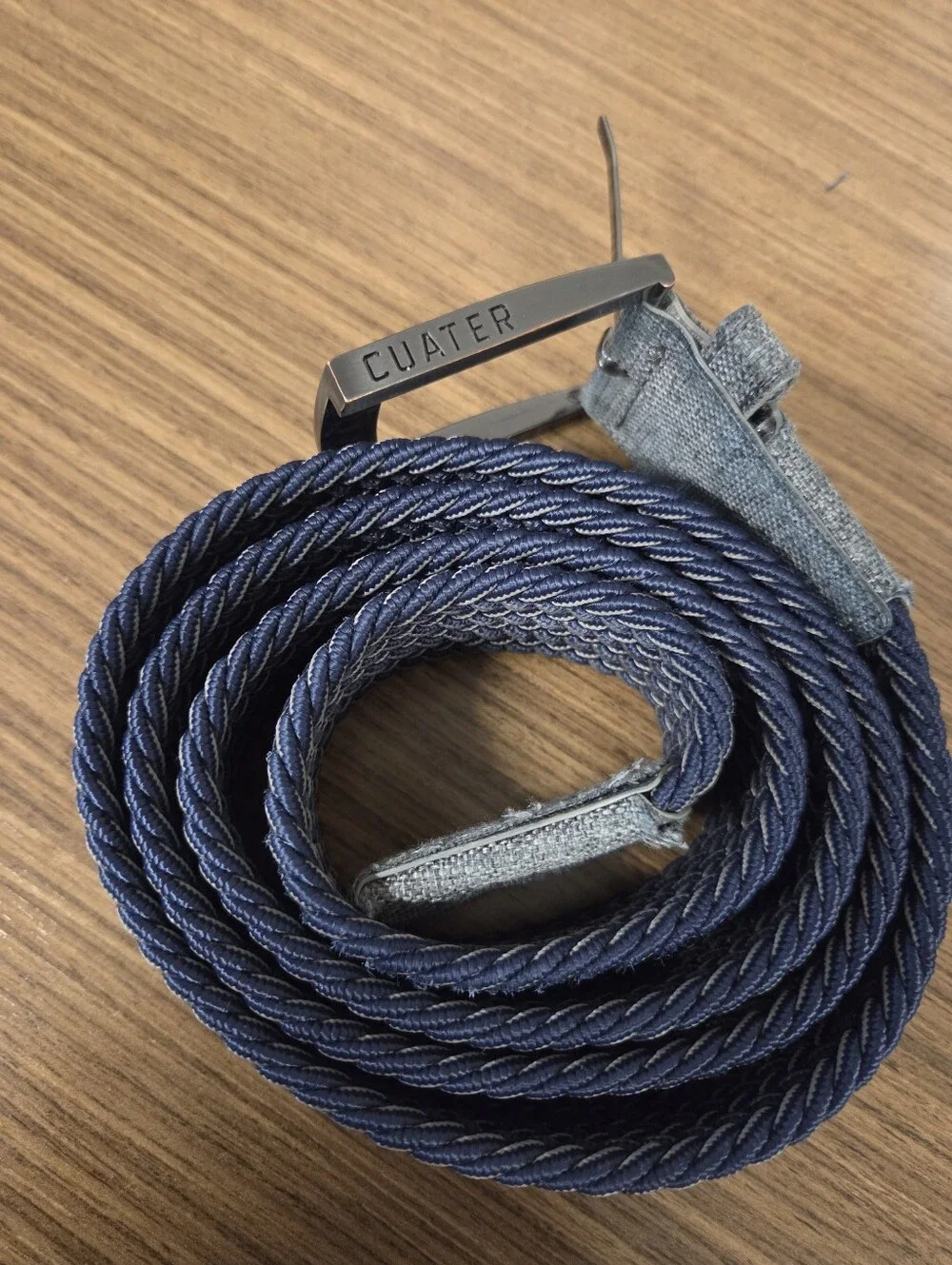 Cuater Woven Belt with Silvertone Buckle